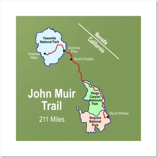 John Muir Trail Route Map Posters and Art